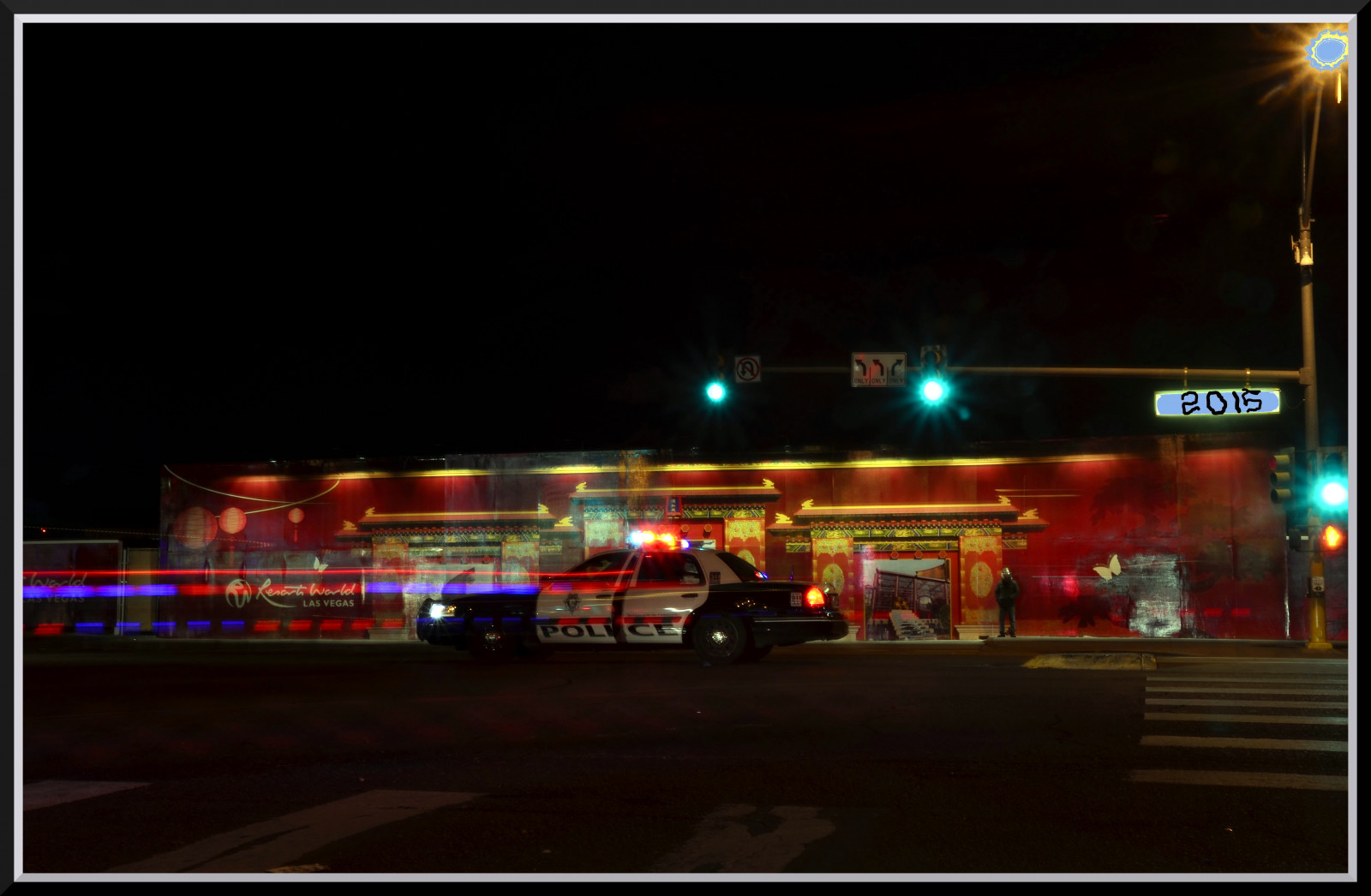 barvitý, policie, město, noc, auto, Nikon, neonový nápis, 2015, světlo, osvětlení, vegas, pás, lasvegas, lighttrails, zobrazovací jednotka, signage, elektronický signage, lvbv