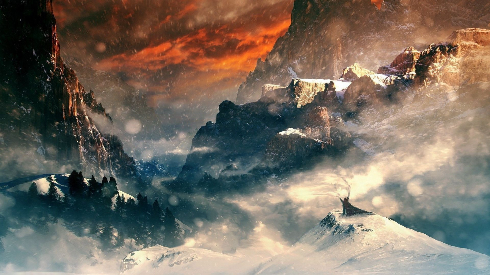 krajina, fantasy umenie, horský priesmyk, mrak, vlna, screenshot, počítač tapeta, geologický fenomén