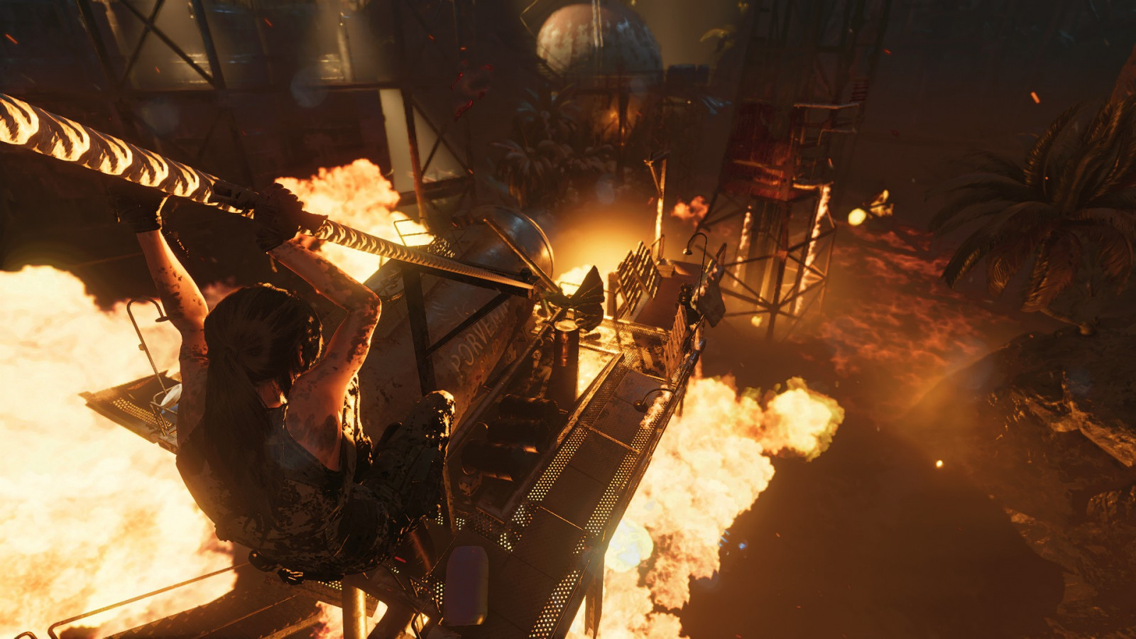 Shadow of the Tomb Raider, foc, Lara Croft, distrugere