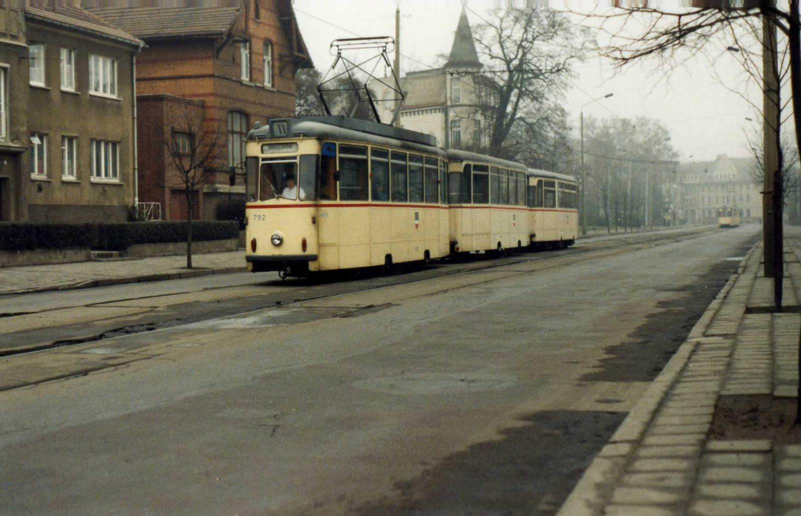 vozidlo, tramvaj, doprava, DDR, GDR, Rostock, dráha, Wagen, druh dopravy, veřejná doprava, strasenbahn, 1990, Straßenbahn, triebwagen, 792, Reko, Te70