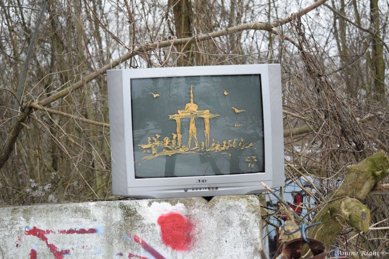 Berlín, Teufelsberg, UMĚNÍ, zima, sezóna Berlín, Teufelsberg, UMĚNÍ, zima, sezóna