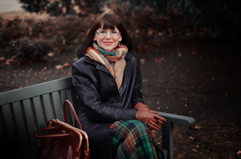 brýle, portrét, noc, sedící, zima, fotografování