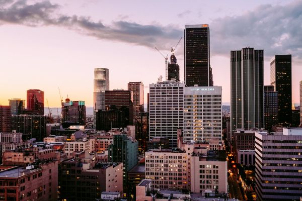 sunset,city,cityscape,skyline,skyscraper,evening