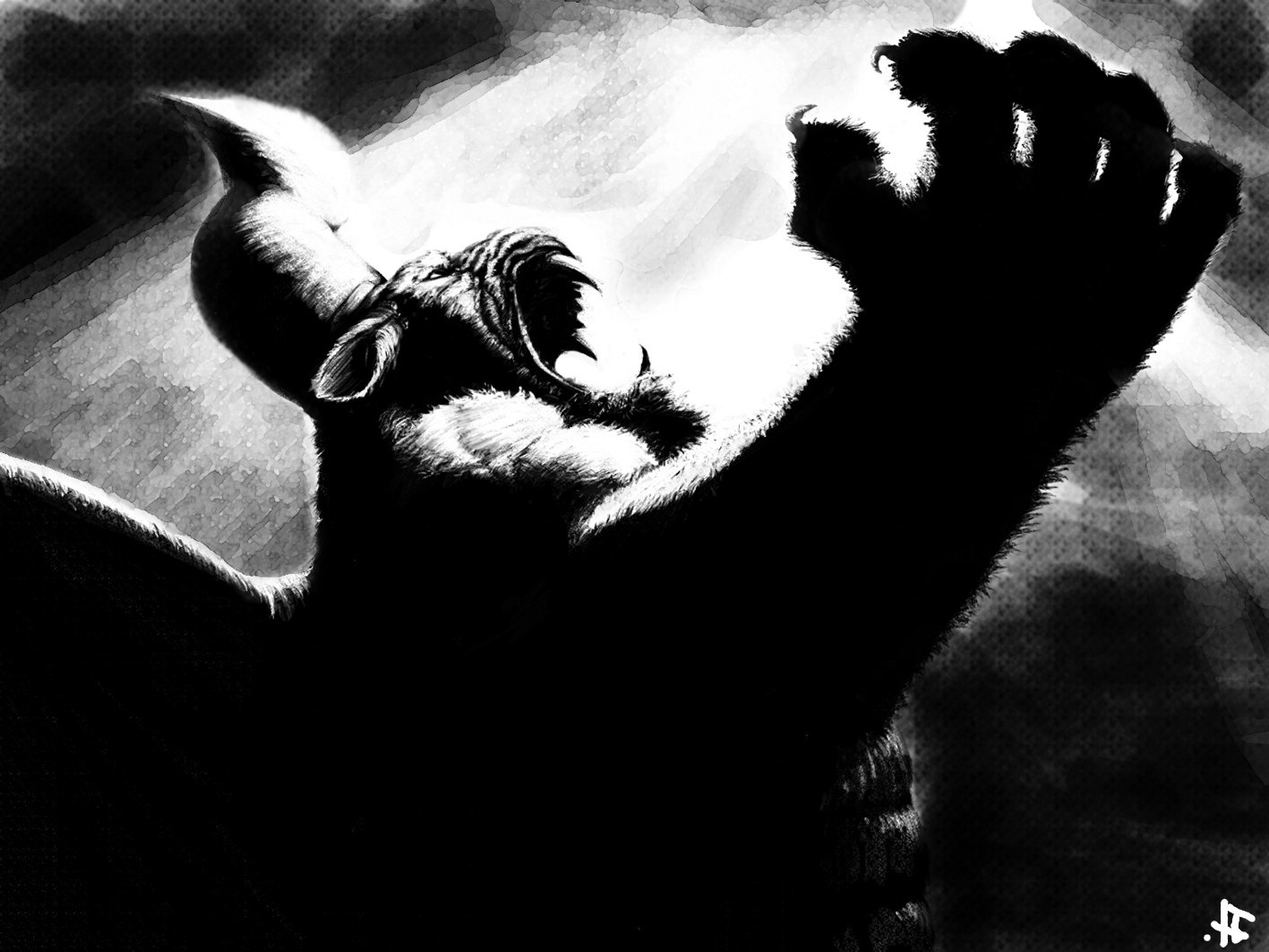 bílý, Černá, černobílý, fotografování, silueta, Šílený, Kentaro Miura, Zodd, tma, obraz, Černý a bílý, monochromatické fotografování, 1417x1063 px