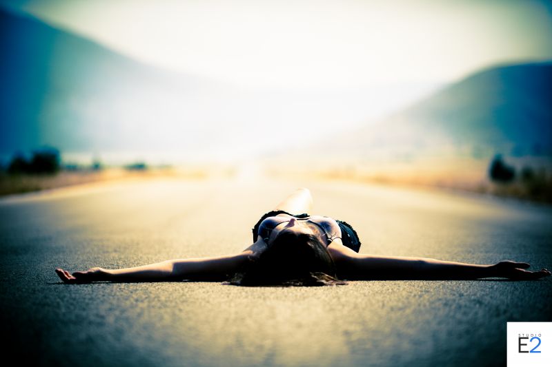 fotografia, fotografia, ragazza, cielo, acqua, mattina