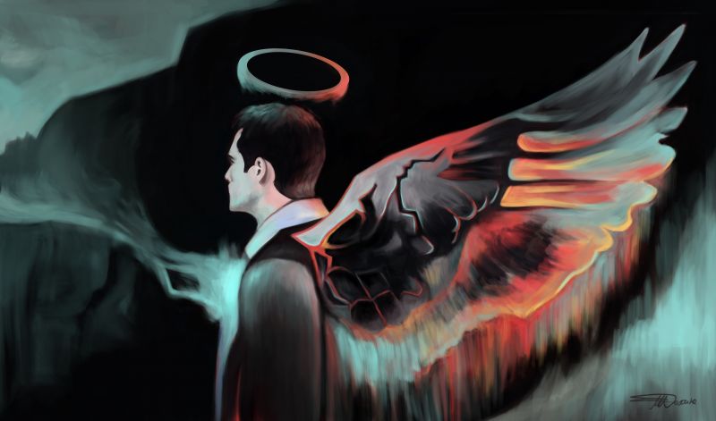 ilustrace, anime, anděl, umělecká díla, Snímek obrazovky, tma ilustrace, anime, anděl, umělecká díla, Snímek obrazovky, tma
