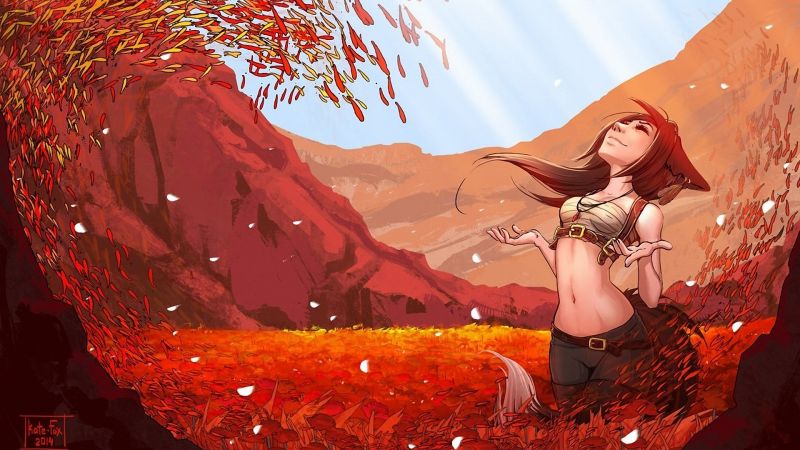 anime, anime dívky, Červené, fantasy umění, umělecká díla, mytologie anime, anime dívky, Červené, fantasy umění, umělecká díla, mytologie