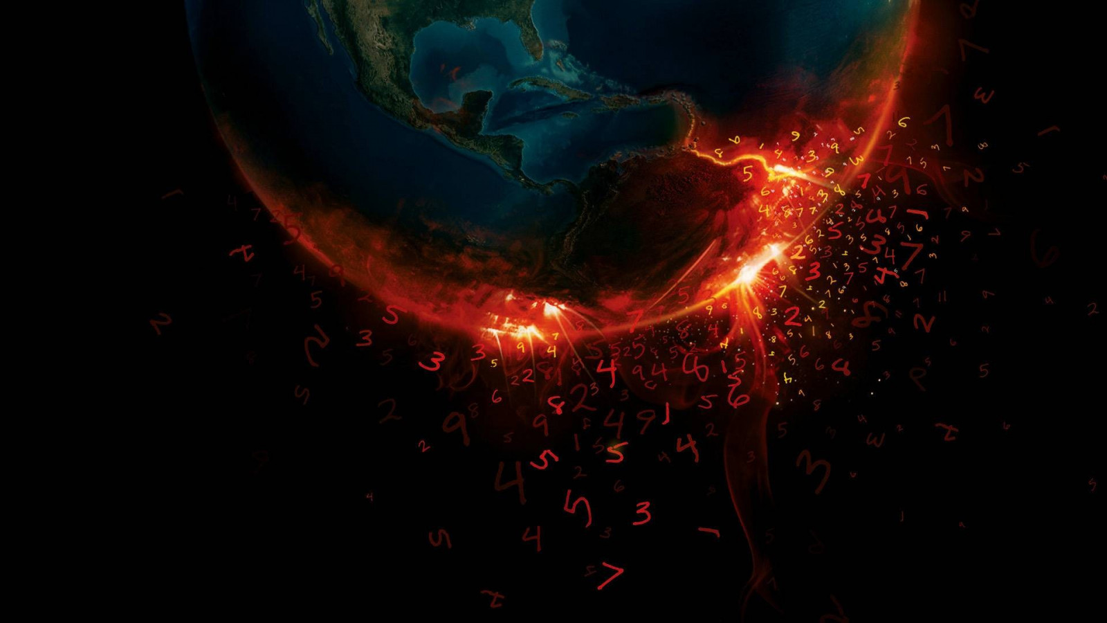 digitální umění, planeta, prostor, apokalyptický, čísla, Země, space art, vesmír, plamen, tma, Snímek obrazovky, počítač tapeta, zvláštní efekty, vesmír, astronomický objekt, geologický fenomén