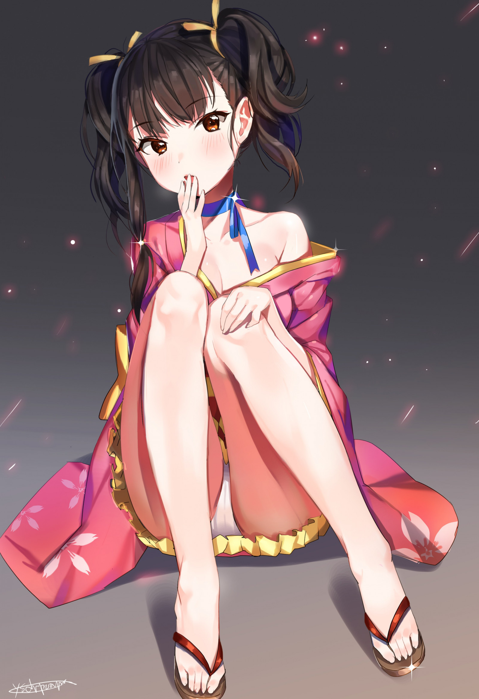 ilustrace, anime, anime dívky, kreslená pohádka, výstřih, žádná podprsenka, Mumei, open shirt, kimono, Kabaneri pevnosti železné, stydké pysky, mangaka