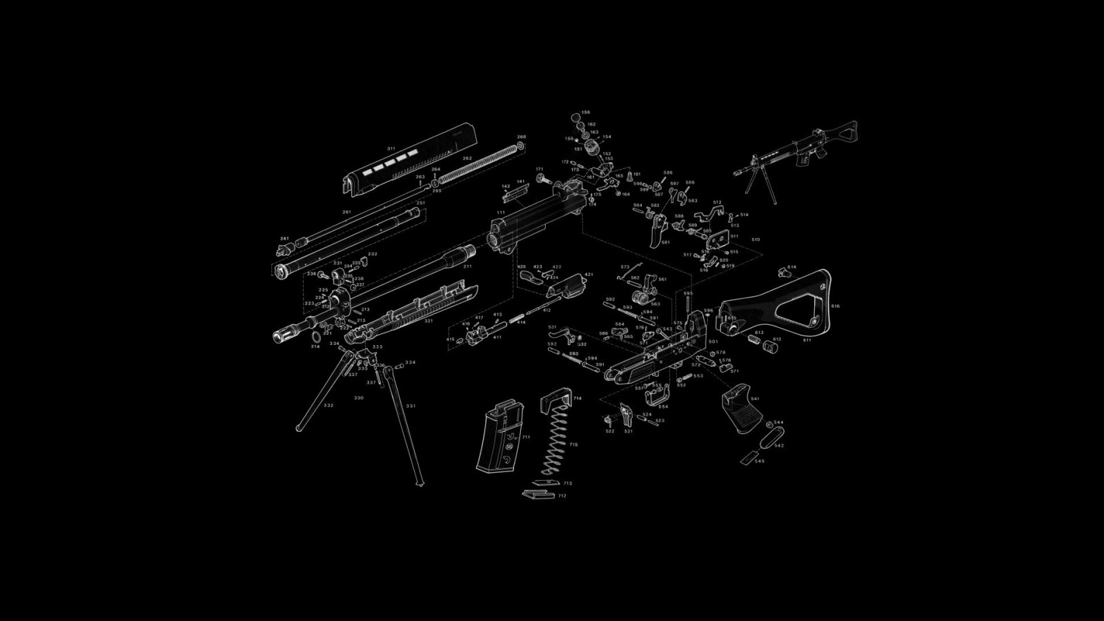 Wallpaper 1920x1080 Px Exploded Gun Sig Sg 550 View