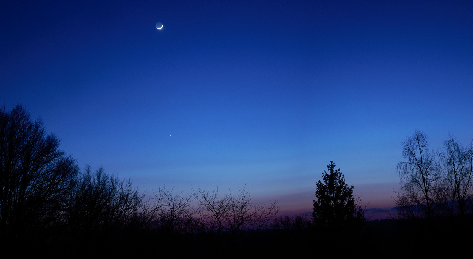 stromy, západ slunce, Mars, Měsíc, Kánon, hvězdy, krajiny, dlouho, expozice, astro, půlměsíc, astrophotography, planeta, astronomie, 1855mm, 1100D, nightskyphotography
