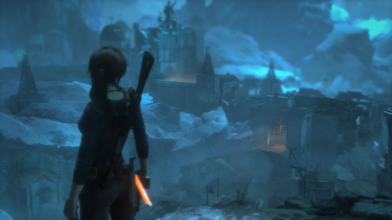 Pod vodou, PlayStation 4, Lara Croft, Tomb Raider, loď duchů, tma, Snímek obrazovky, počítač tapeta, zvláštní efekty, pc hry