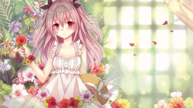 blomster, anime, Anime piger, kjole, originale karakterer, Legetøj