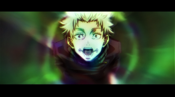 Jujutsu Kaisen, Toge Inumaki, white hair, tattoo, scarf, uniform