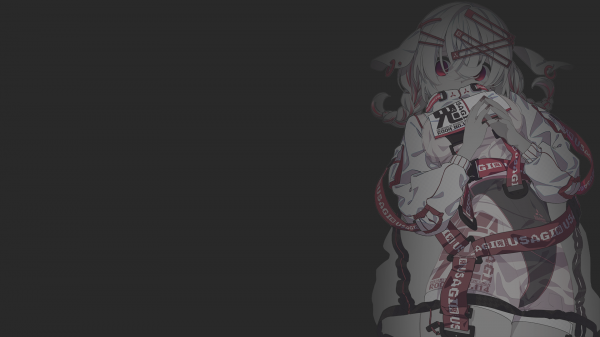 anime,anime girls,black background,monochrome
