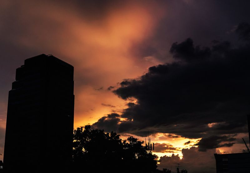 nebe, atmosféra, mrak, odlesk, západ slunce, soumrak