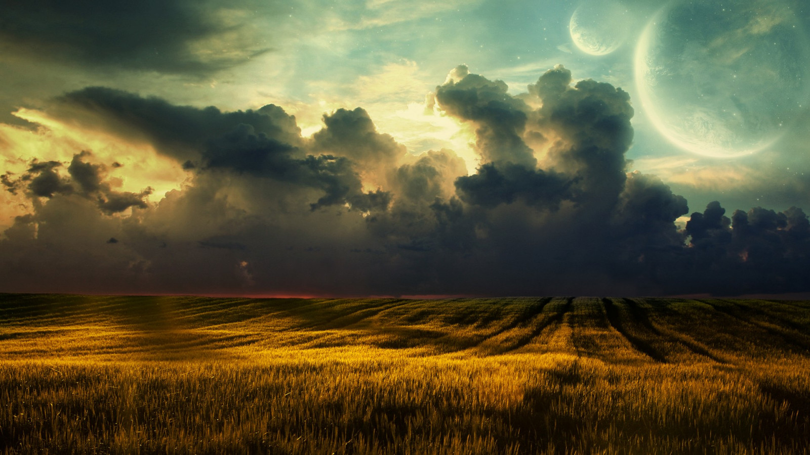 napfény, tájkép, digitális művészet, napnyugta, bolygó, természet, fű, ég, mező, felhők, space art, Napkelte, este, reggel, HDR, horizont, légkör, szürkület, felhő, időjárás, hajnal, legelő, egyszerű, préri, légköri jelenség, háttérképként, fűfélék családjába, meteorológiai jelenséget, szavanna