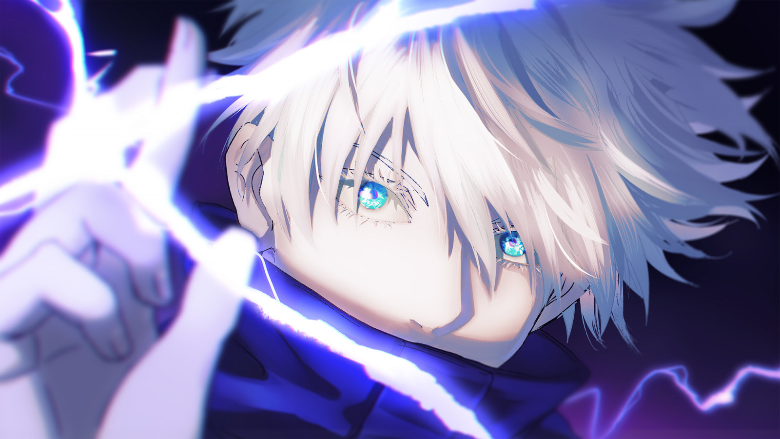 Gojo Using Azule Wallpaper : head, eye, azure, cartoon, purple, sky, cg artwork, eyelash ...