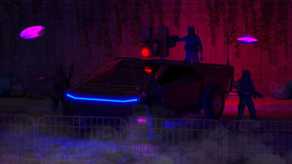 3d graphics, CGI, digital art, Blender, neon, neon glow