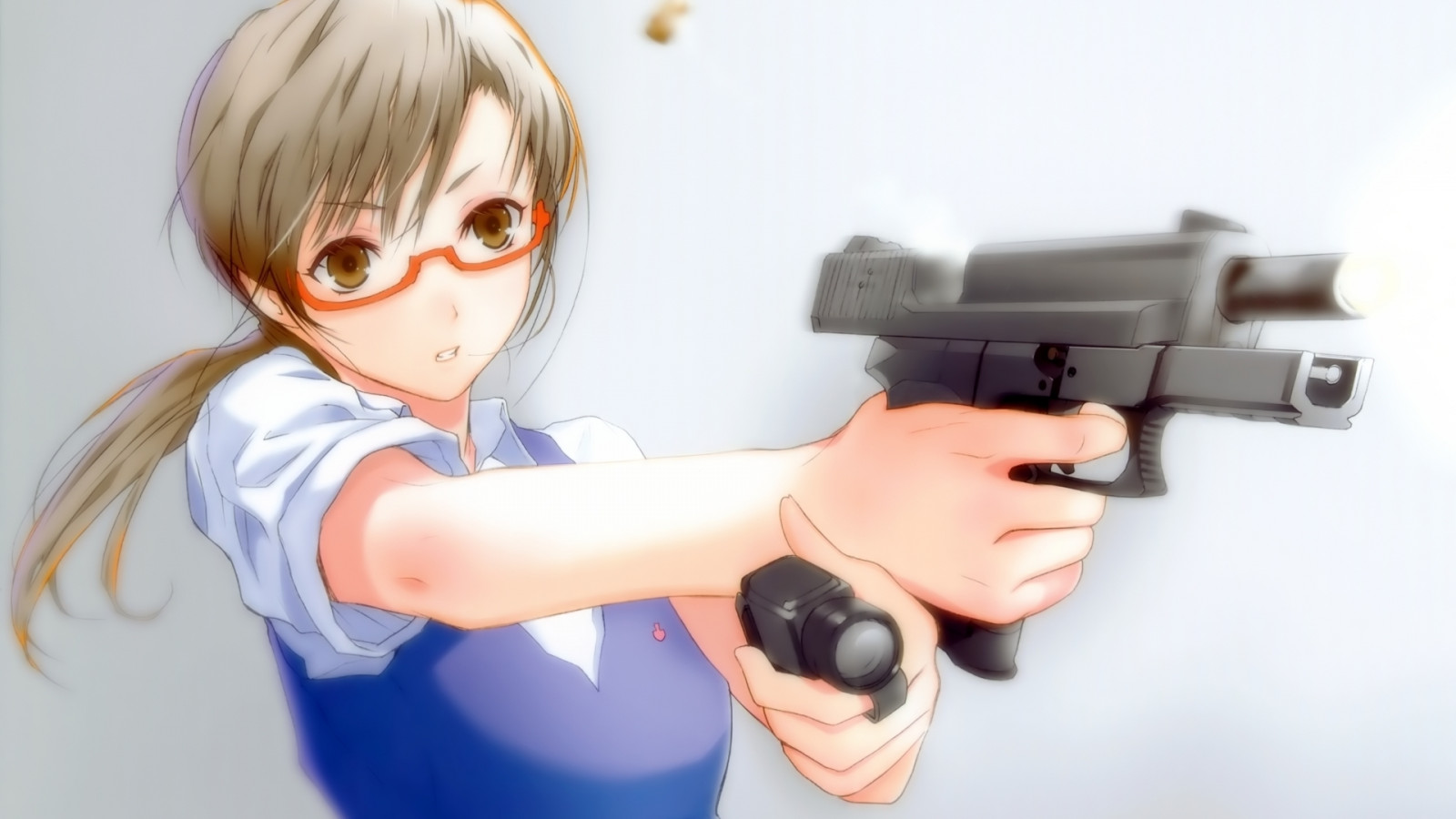 girl, young, gun, glasses, threat
