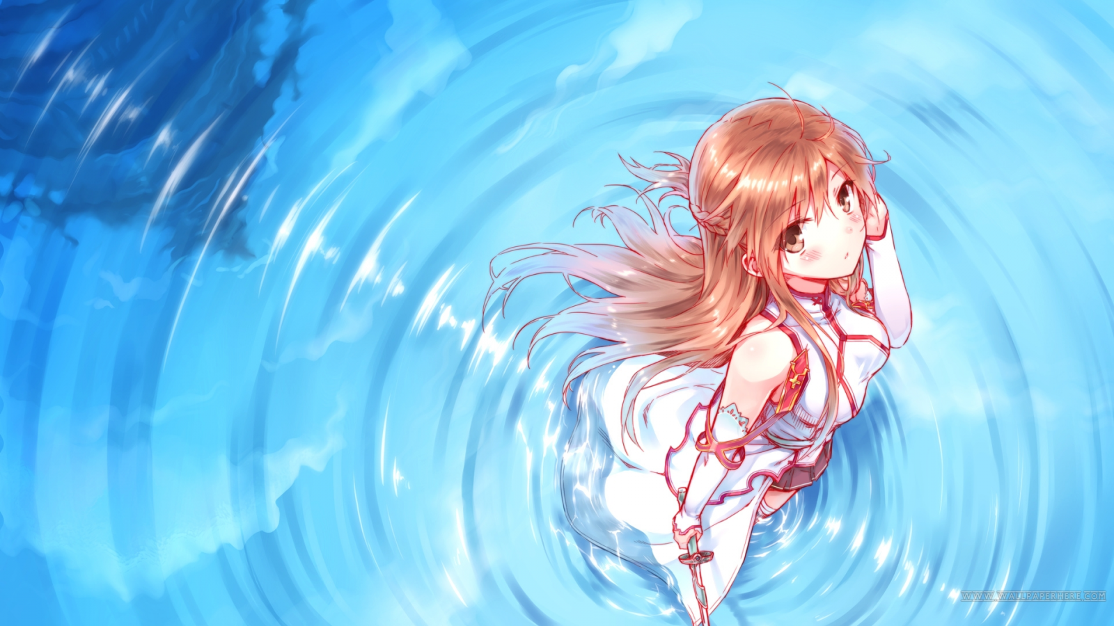 anime, Sword Art Online, Yuuki Asuna, manga, sininen, vedenalainen, taustakuva, kuvitteellinen hahmo