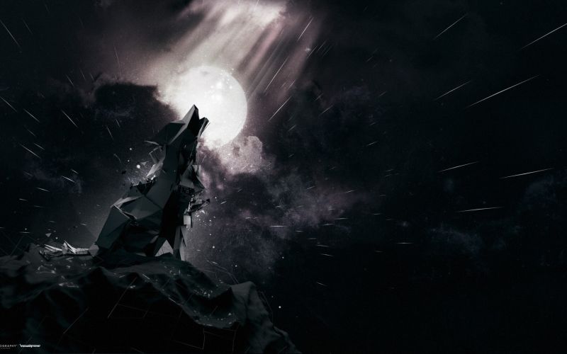 digitální umění, abstraktní, vlk, Snímek obrazovky, půlnoc, tma digitální umění, abstraktní, vlk, Snímek obrazovky, půlnoc, tma