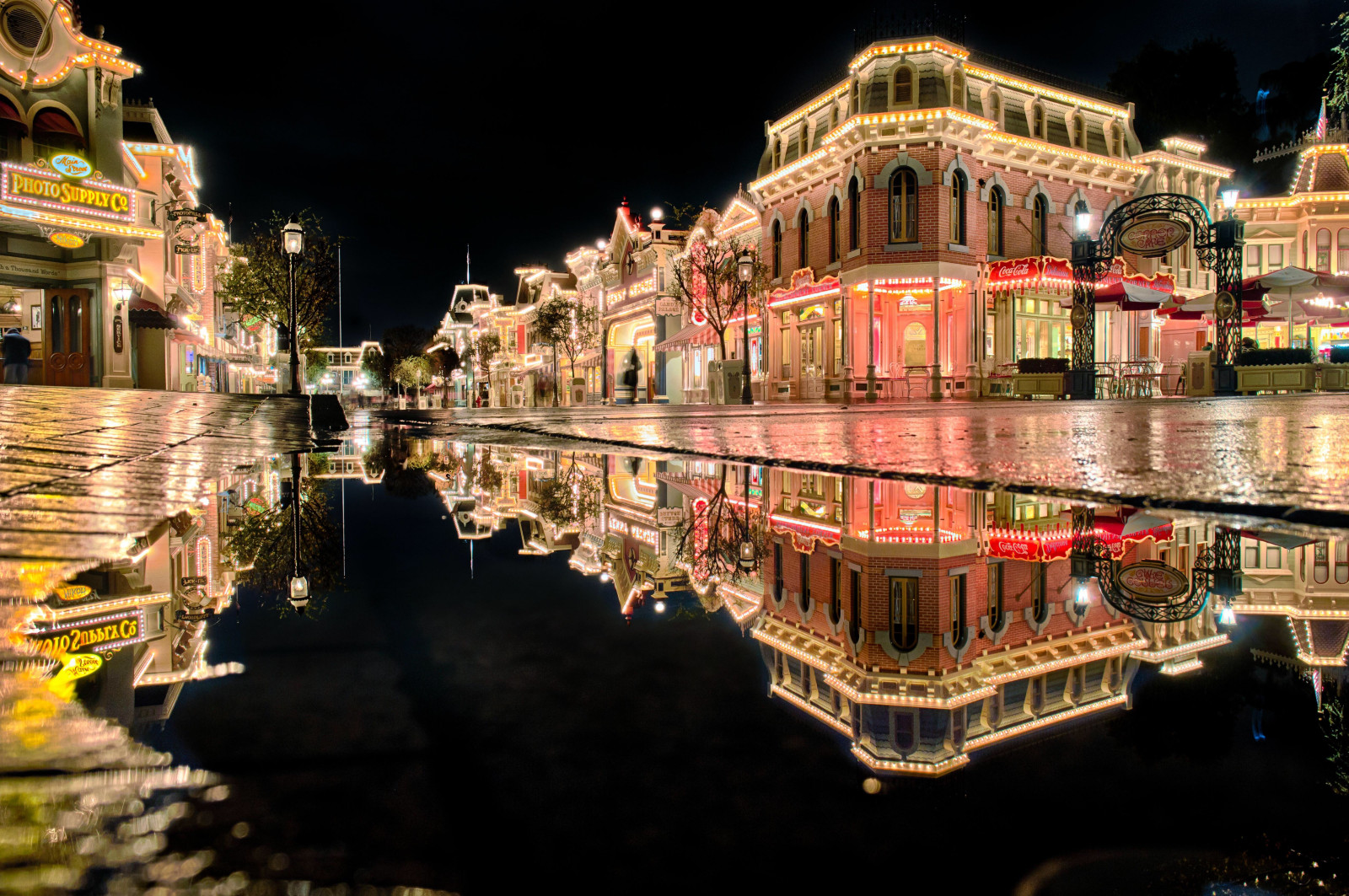 riflessione, pioggia, Canone, pozzanghera, Disneyland, Disney, riflettere, dlr, mainstreetusa, disneylandresort, eosm, Disneyside