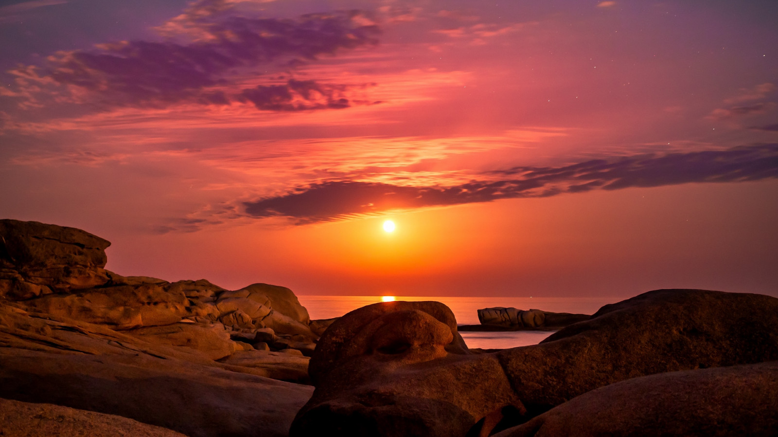 Sea Rocks Sun Set Wallpaper : sea, rocks, sunset, sky, Spain, Sun 1920x1080 - justtemp111 ...