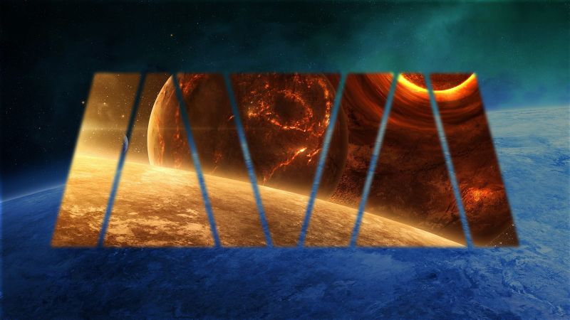 planet, space, red, blue, polyscape, light planet, space, red, blue, polyscape, light