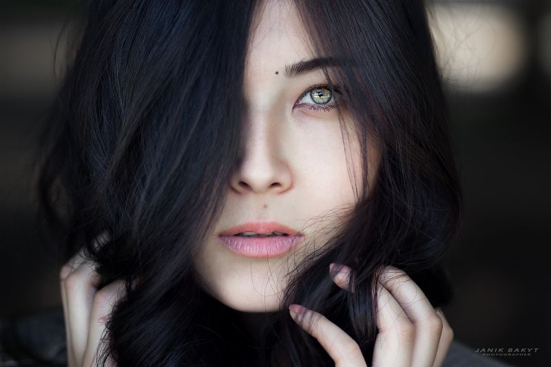 tvář, Černá, ženy, model, portrét, dlouhé vlasy tvář, Černá, ženy, model, portrét, dlouhé vlasy