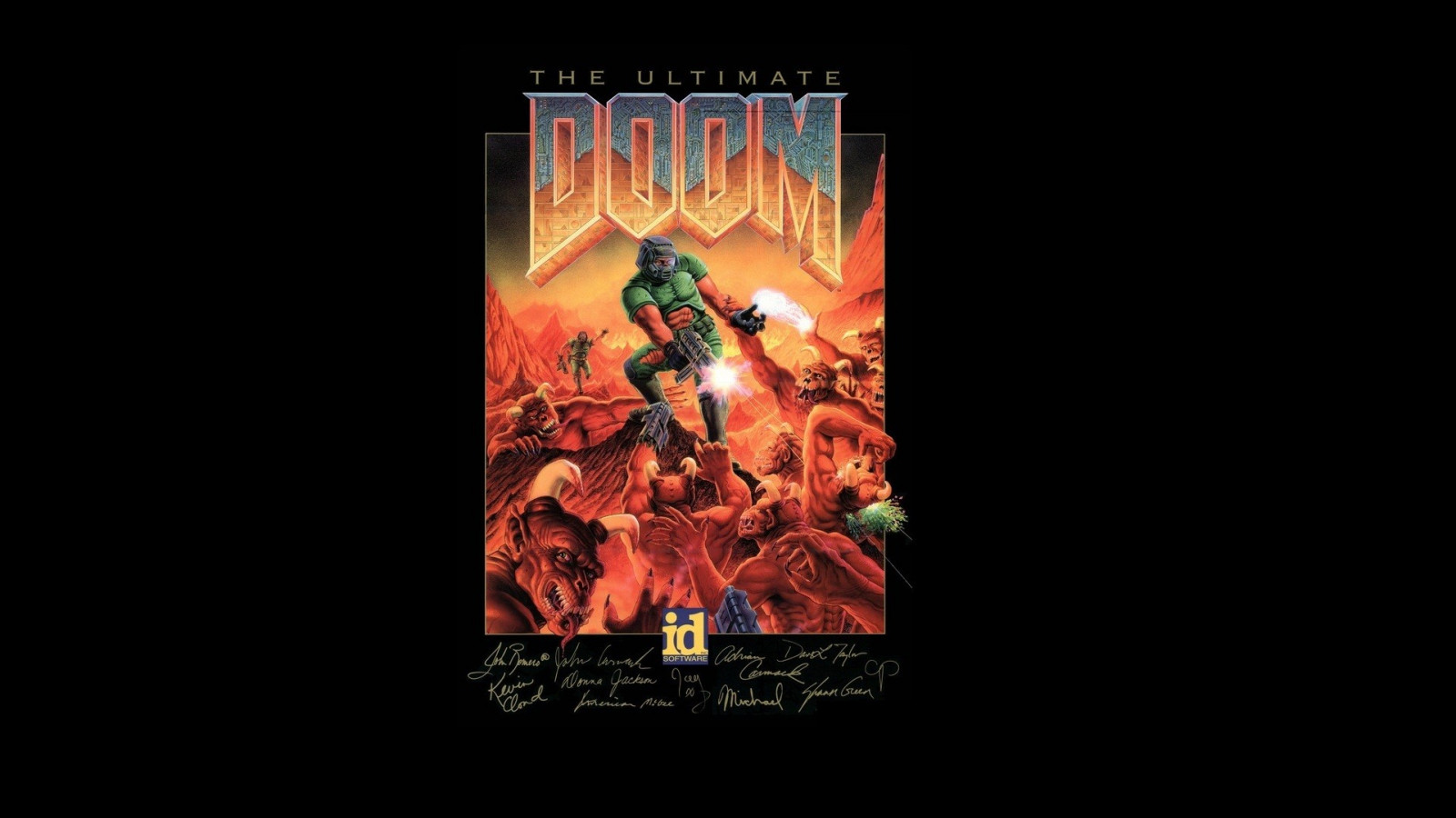 Wallpaper 1922x1082 px, artwork, Doom game, retro games, video games