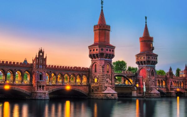 építészet,híd,visszaverődés,1920x1200 px,HDR,Oberbaum Bridge