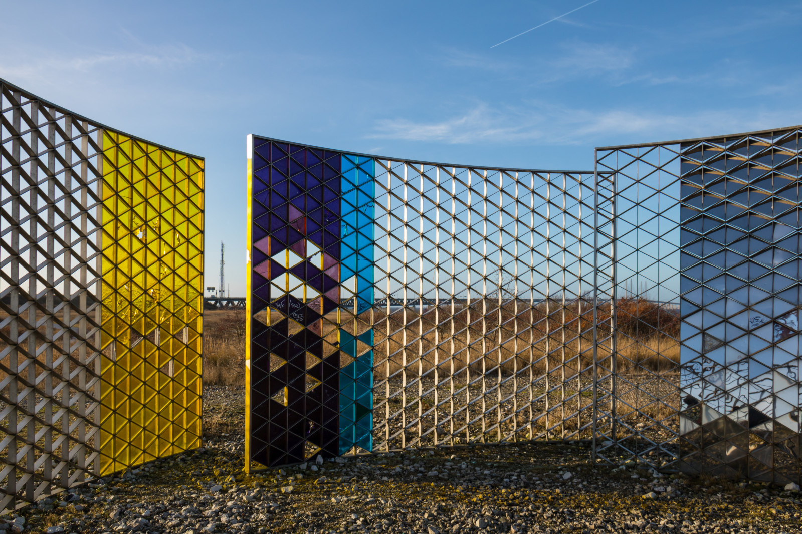 architektura, stěna, plot, stadión, struktura, UMĚNÍ, Malmo, konst, olafureliasson, konstverk, lernacken, ljuspaviljongen, fasáda, urban area, sportovní dějiště, outdoor struktura