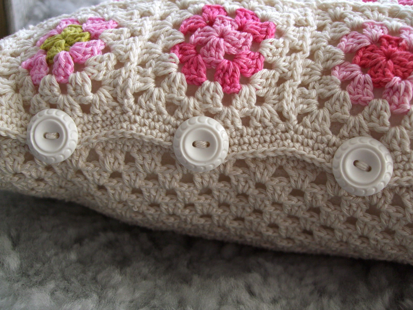 růžový, náměstí, háčkování, polštář, babička, polštář, Grannysquare, povlak na polštář