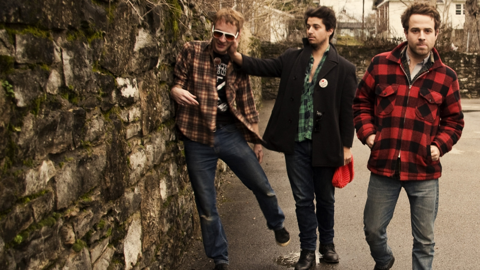 prostřední bratr, kapela, ulice, stěna, bundy