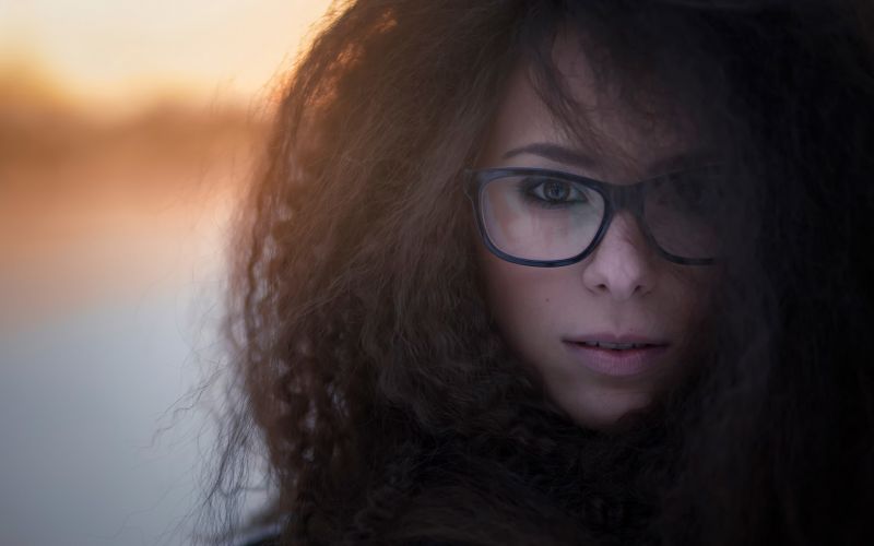 tvář, ženy, model, portrét, ženy s brýlemi, Černá tvář, ženy, model, portrét, ženy s brýlemi, Černá