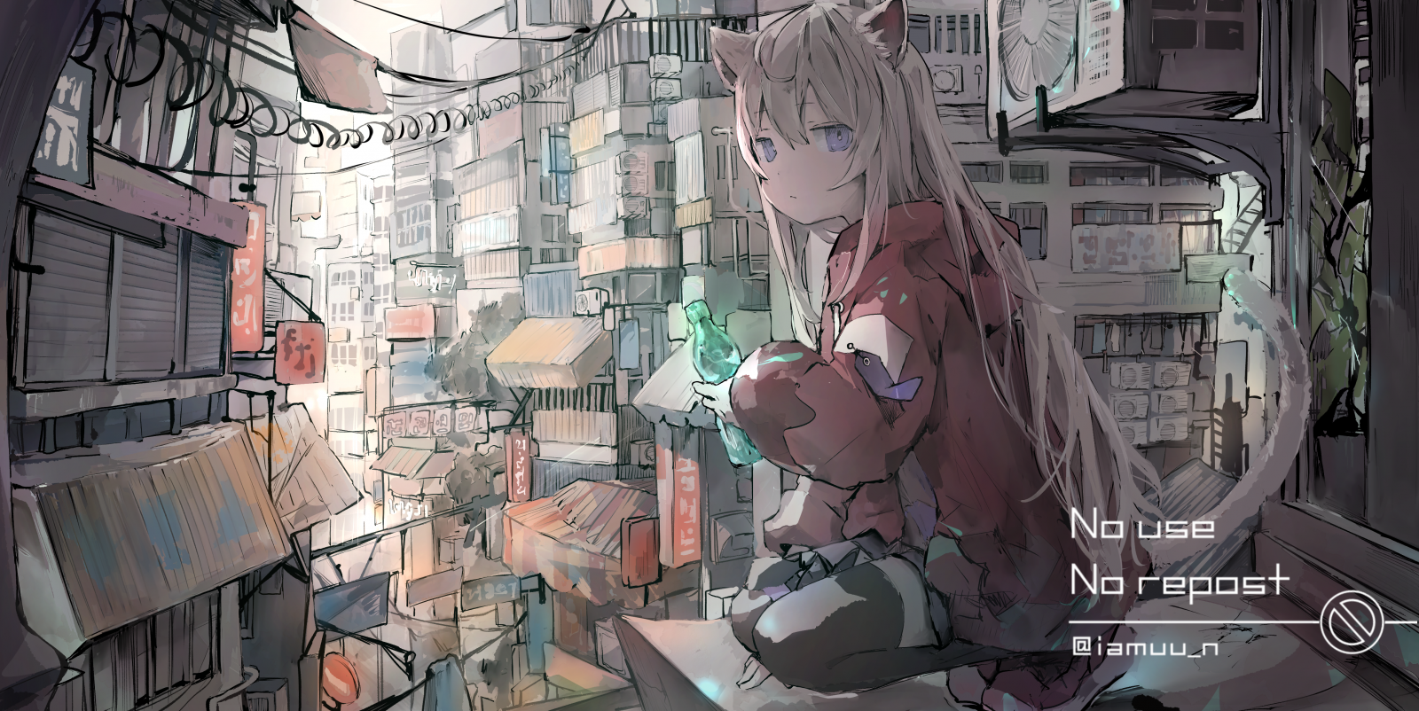 umělecká díla, anime dívky, anime, kočka dívka, kočičí uši, cat tail