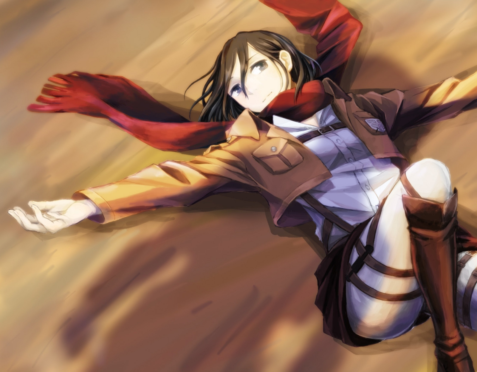 anime, anime dívky, Shingeki no Kyojin, Mikasa Ackerman, Snímek obrazovky