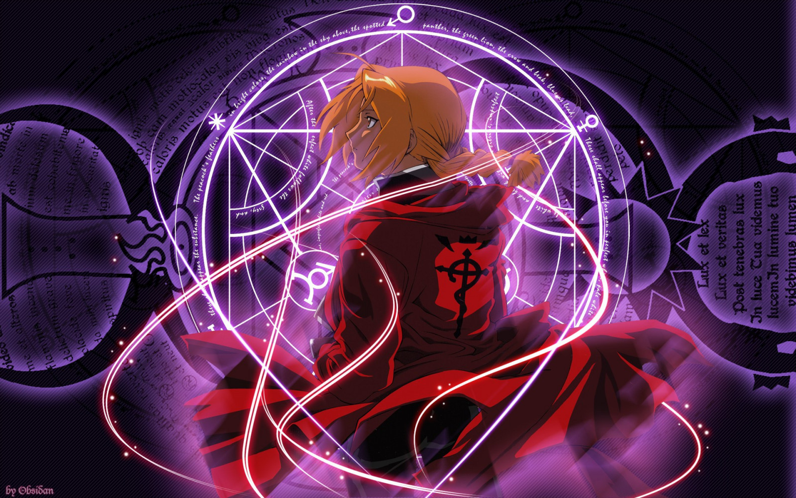 illustration, cirkel, Elric Edward, Full Metal Alchemist Brotherhood, alkymi, lys, form, mørke, skærmbillede, computer tapet, fraktale kunst, psykedelisk kunst