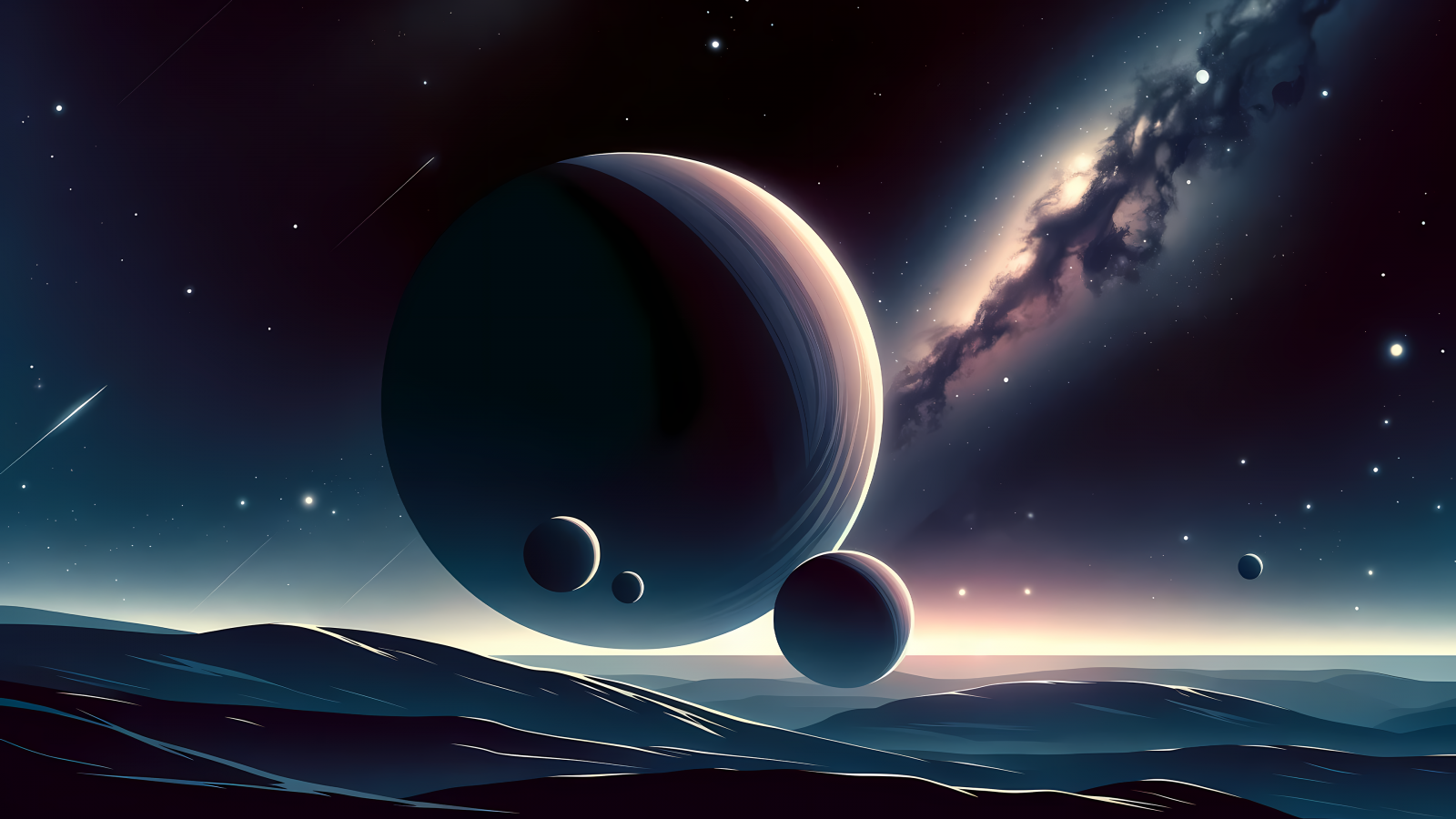 space, planet, galaxy, Milky Way, Sun, digital art