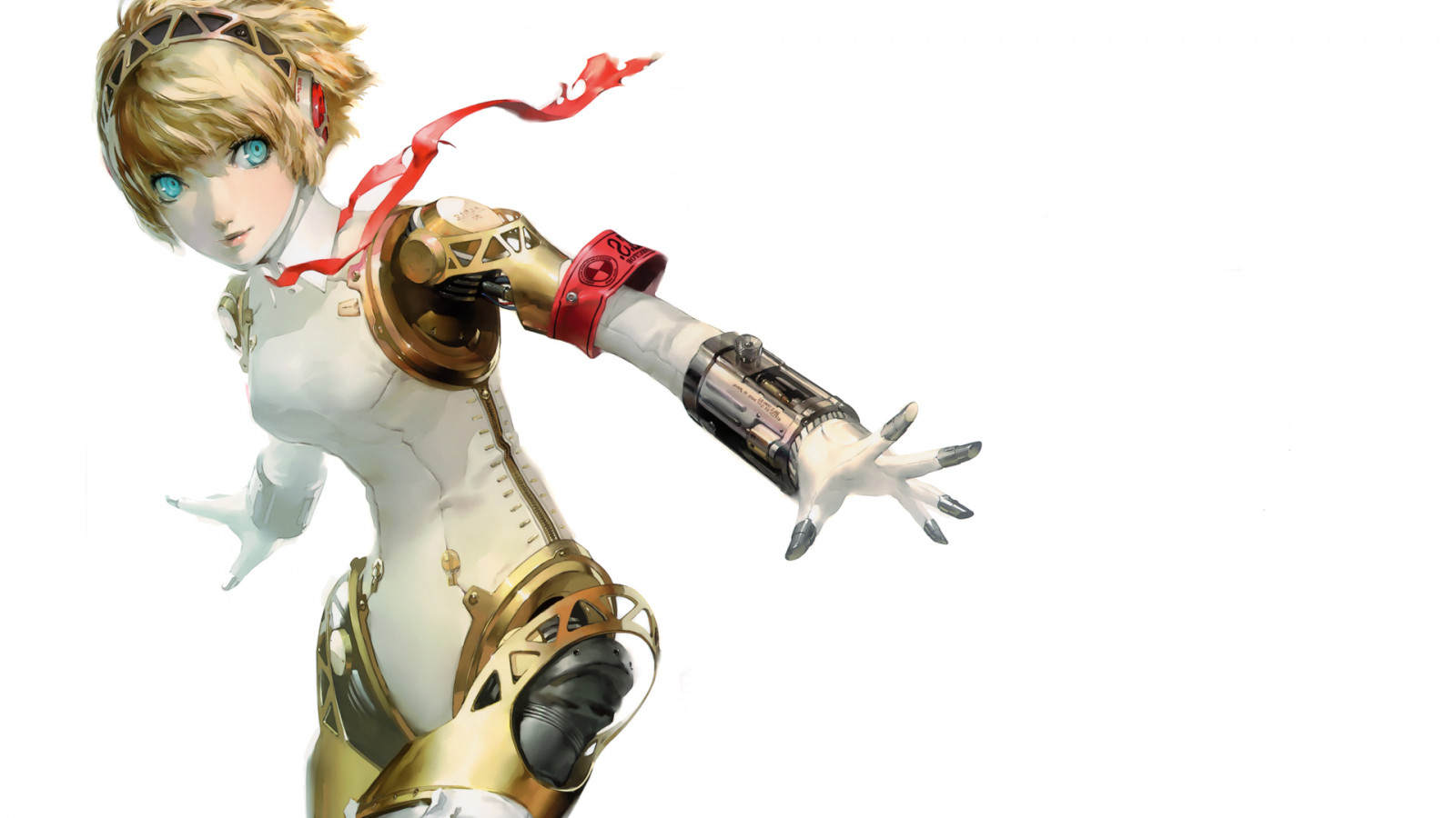jednoduché pozadí, cyberpunk, anime, anime dívky, robot, zbraň, persona série, cyborg, Aigis, kloub, paže, figurka, 1920x1080 px, fiktivní postava, akční figurka, mýtické zvíře, studená zbraň