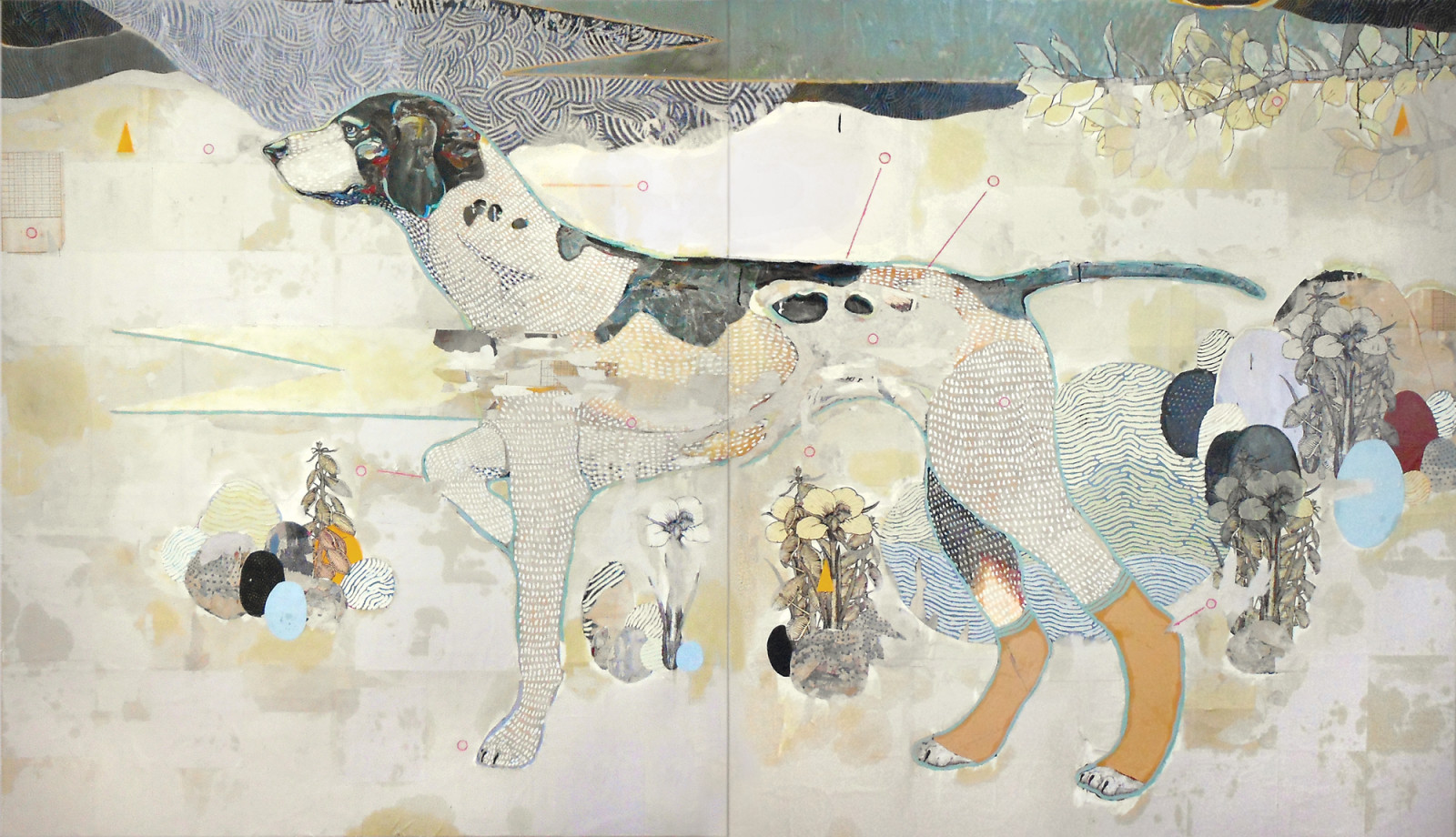 výkres, malování, ilustrace, koláž, stěna, Pes, nástěnná malba, 2012, UMĚNÍ, smíšená média, moderní umění, akvarel barvy, pintura, desenho, papel, colagem, mista, na papíře