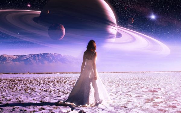 女性,風景,デジタルアート,スペース,宇宙美術,画像
