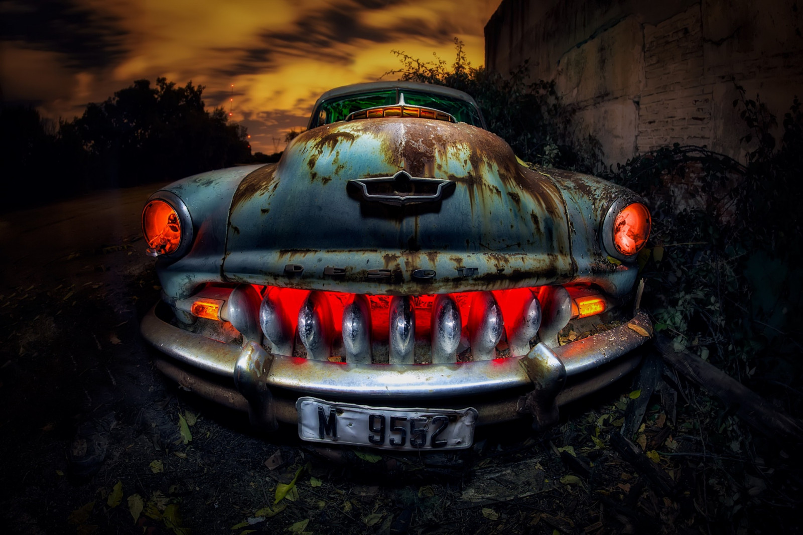 night, dark, car, vehicle, numbers