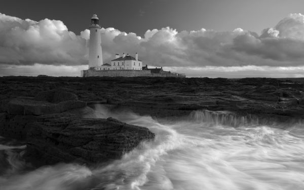 monochrome,sea,water,rock,shore,storm