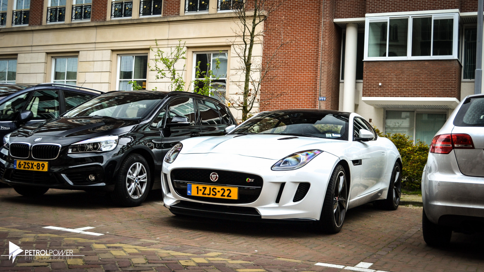 Wallpaper street, building, road, sports car, Jaguar, coupe