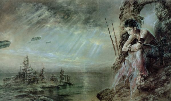 painting, fantasy art, Luis Royo, mythology, futuristic, artwork