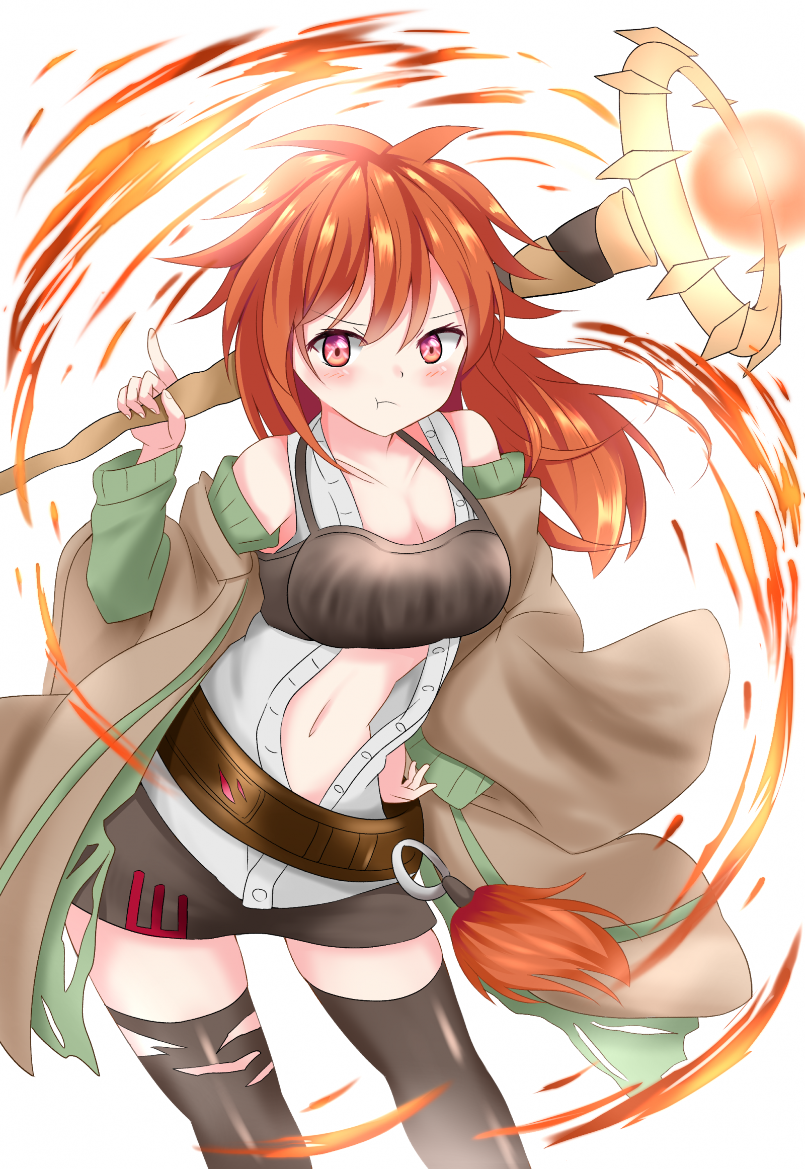 Anime, Anime girls, Ticaret Kart Oyunları, Yu Gi Oh, Hiita the Fire Charmer, shoulder length hair, Kızıl saçlı, solo, Resim, dijital sanat, Fan sanat