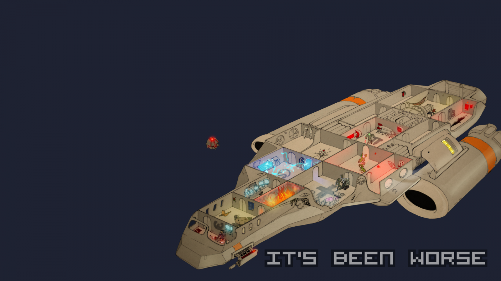 ilustrace, humor, vozidlo, zbraň, FTL, Rychleji než světlo, Snímek obrazovky