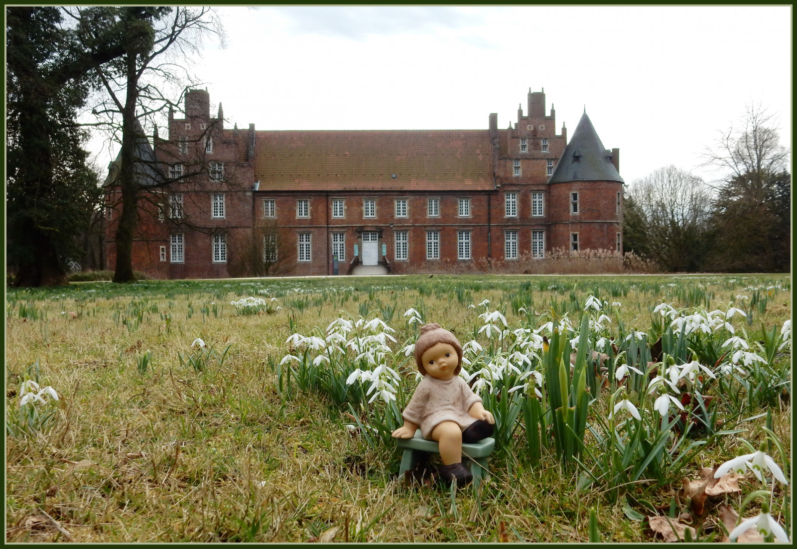kindergartenkinder, schloss, Herten, park, schneegl ckchen, blumen